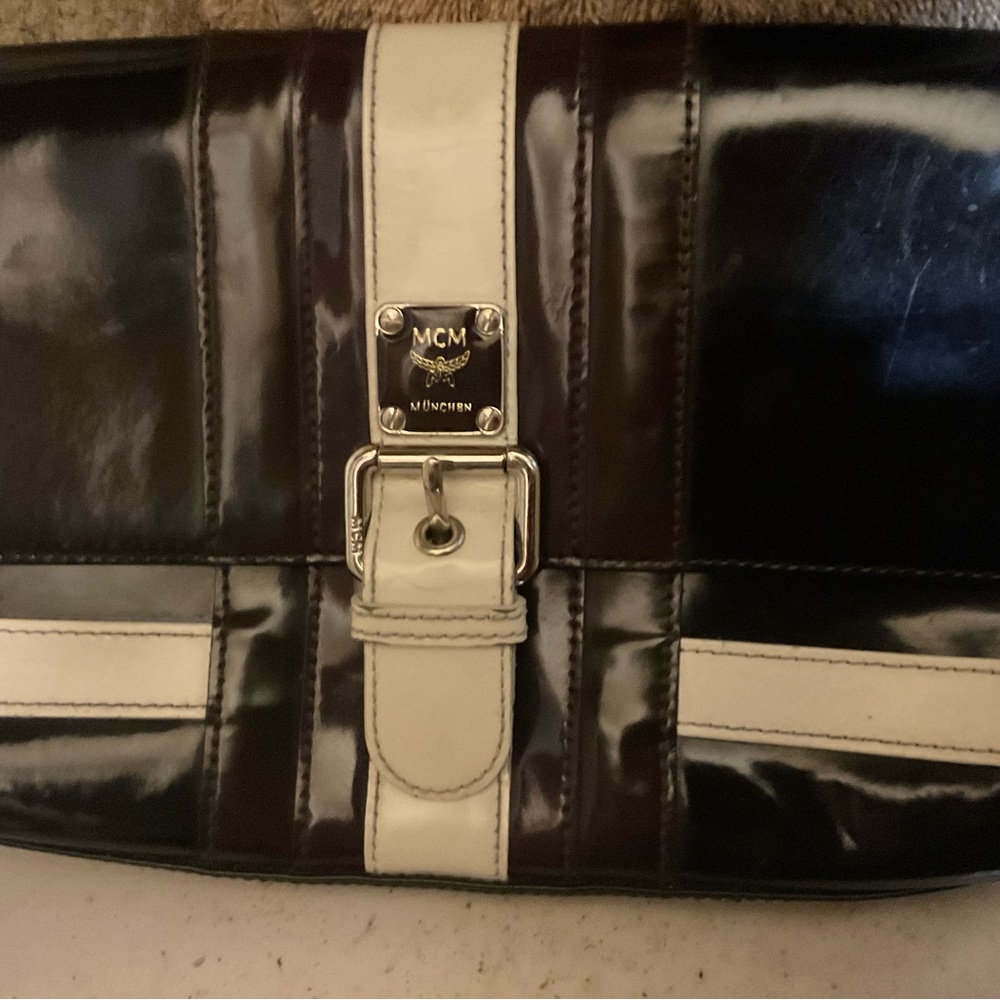 AUTHENTIC MCM BLACK PATENT LEATHER BAG